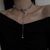Hip-hop Long Buckle Necklace Female Trendy Choker Clavicle Chain Niche Design Necklace Jewelry Titanium Steel