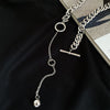 Hip-hop Long Buckle Necklace Female Trendy Choker Clavicle Chain Niche Design Necklace Jewelry Titanium Steel