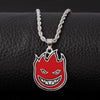 Hip-hop Magic Flame Face Pendant Punk Red Metal For Man Collar Necklace Punk Rock Charm Bar Nightclub Jewelry Accessories