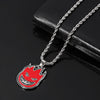 Hip-hop Magic Flame Face Pendant Punk Red Metal For Man Collar Necklace Punk Rock Charm Bar Nightclub Jewelry Accessories
