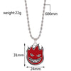Hip-hop Magic Flame Face Pendant Punk Red Metal For Man Collar Necklace Punk Rock Charm Bar Nightclub Jewelry Accessories