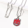 Hip-hop Magic Flame Face Pendant Punk Red Metal For Man Collar Necklace Punk Rock Charm Bar Nightclub Jewelry Accessories