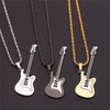 Hip-hop Mini Guitar Stainless steel Music Lovers Pendant Necklace Cute Rapper Collar Jewelry Nightclub Christmas Gifts