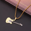 Hip-hop Mini Guitar Stainless steel Music Lovers Pendant Necklace Cute Rapper Collar Jewelry Nightclub Christmas Gifts