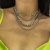 Hip hop Multi Layered Love Heart Collar Chokers Necklaces Punk Chunky Silver Color Chain Necklace For Women 2021 Jewelry