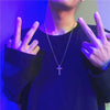Hip-hop Skull Hand Circle Personality Stainles Steel Chain Pendant Cross Necklace Men and Women Couple Accessories
