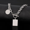 Hip-hop Square Round Card Chain Necklace Rock Rapper Charm Collar Chain Jewelry For Man Women Rapper Street Style Necklace Gifts