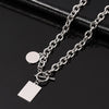 Hip-hop Square Round Card Chain Necklace Rock Rapper Charm Collar Chain Jewelry For Man Women Rapper Street Style Necklace Gifts