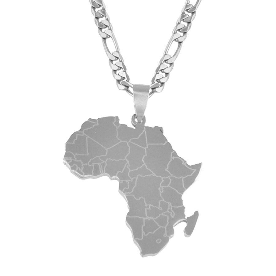 Hip-hop Style Africa Map Pendant Necklaces Gold Color Snake Bone Chain African Maps Pendant Necklace Jewelry for Women Men Gifts