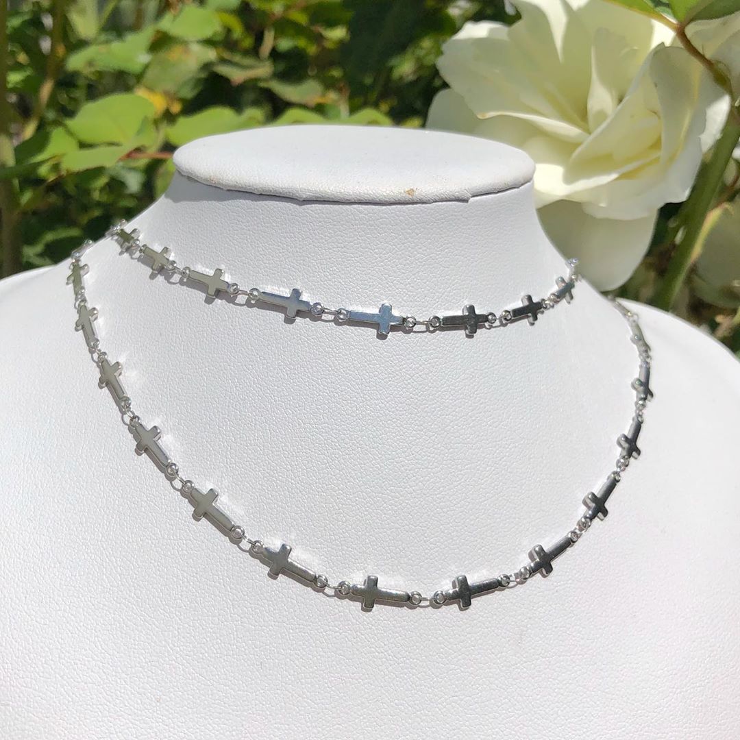 Hip hop Trendy Metal Cross Double Layer Chain Chokers Necklaces For Women Punk Jewelry Accessory Femme Necklace colloers