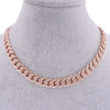 Hip hop cuban link chain women crystal necklace 13mm wide 16inch choker iced out bling jewelry 1 row cz rose gold rapper