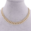 Hip hop cuban link chain women crystal necklace 13mm wide 16inch choker iced out bling jewelry 1 row cz rose gold rapper
