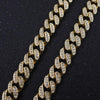 Hip hop cuban link chain women crystal necklace 13mm wide 16inch choker iced out bling jewelry 1 row cz rose gold rapper