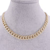 Hip hop cuban link chain women crystal necklace 13mm wide 16inch choker iced out bling jewelry 1 row cz rose gold rapper