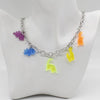 Hip-hop style multicolor pendant girl cartoon acrylic necklace dinosaur clavicle chain diy jewelry gift