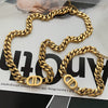 Hip-hop titanium steel necklaces and double tides D gold diamond chain stainless steel jewelry necklaces for women