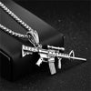 HipHop Alloy Refined Stylish Iced Out Gold Silvery Color Alloy M4 Gun Pendants Necklace For Men Rapper Jewelry