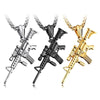 HipHop Alloy Refined Stylish Iced Out Gold Silvery Color Alloy M4 Gun Pendants Necklace For Men Rapper Jewelry