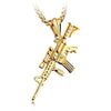 HipHop Alloy Refined Stylish Iced Out Gold Silvery Color Alloy M4 Gun Pendants Necklace For Men Rapper Jewelry