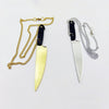 HipHop Punk Gold Silver Color Knife Weapons Pendant Necklace for Women Men Mirror Halloween Acrylic Jewelry Accessories