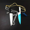 HipHop Punk Gold Silver Color Knife Weapons Pendant Necklace for Women Men Mirror Halloween Acrylic Jewelry Accessories