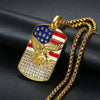 Hiphop American Flag Eagle Pendant 4 Size Stainless Steel Chain Military Soldier Men's Necklace Golden Neck Jewelry
