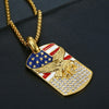 Hiphop American Flag Eagle Pendant 4 Size Stainless Steel Chain Military Soldier Men's Necklace Golden Neck Jewelry