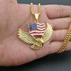 Hiphop American Flag Eagle Pendant 4 Size Stainless Steel Chain Military Soldier Men's Necklace Golden Neck Jewelry