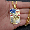 Hiphop American Flag Eagle Pendant 4 Size Stainless Steel Chain Military Soldier Men's Necklace Golden Neck Jewelry