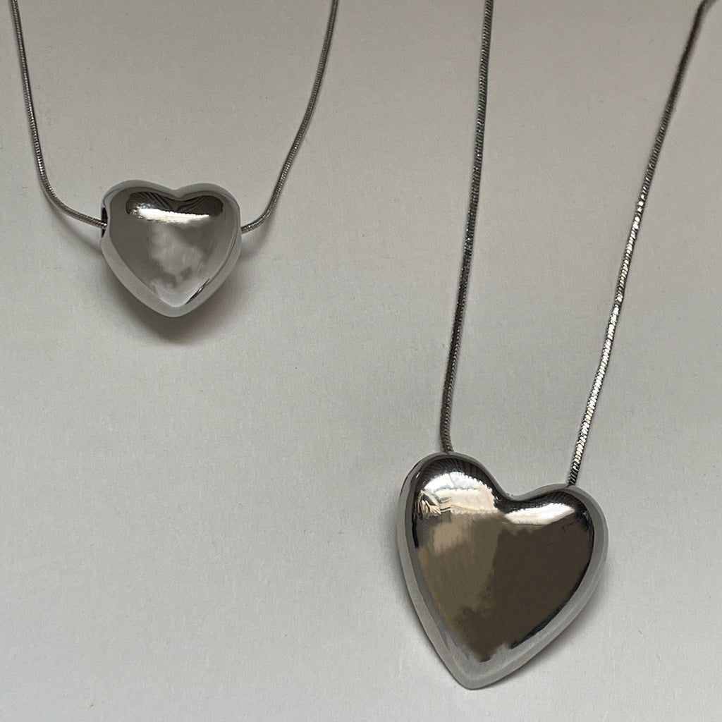 Hiphop Big Heart Pendant Necklace for Women Chunky Jewelry Vintage Snake Chain Chokers Necklaces Metal Bijoux Female