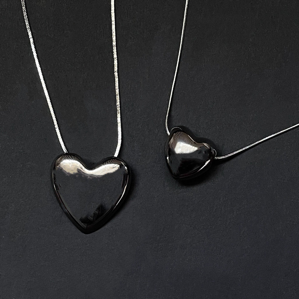 Hiphop Big Heart Pendant Necklace for Women Chunky Jewelry Vintage Snake Chain Chokers Necklaces Metal Bijoux Female