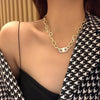 Hiphop Crystal Lock Pendant Necklace for Women Punk Jewelry Gold Chain Chokers Necklaces Female Goth Colliers  2021