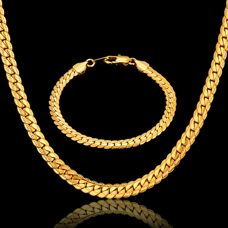 Hiphop Gold Chains For Men Hot Sale Bracelet/Necklace Set Gold Color Men Jewelry, American Style Chain Male Jewelry Sets & More