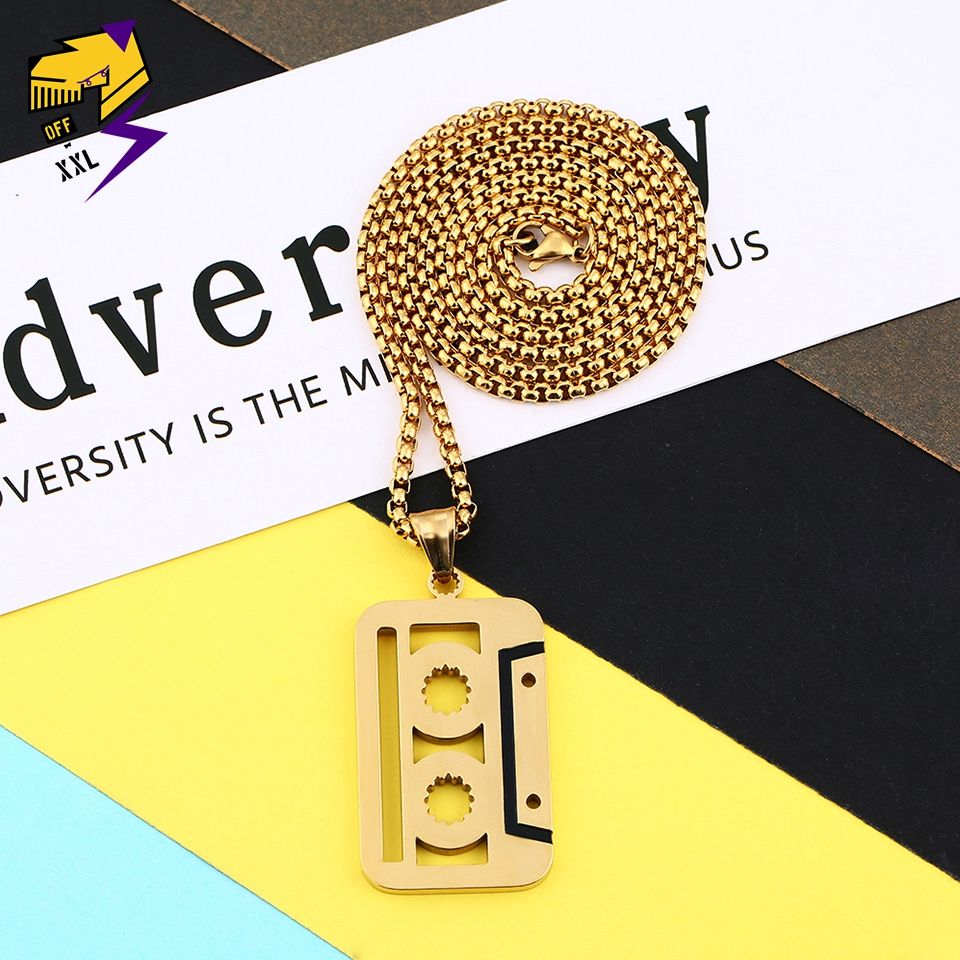 Hiphop Men Reasons Why Tape Necklaces Pendants Stainless Steel Gold Color Long Silver Chains Necklace Music Women Jewelry