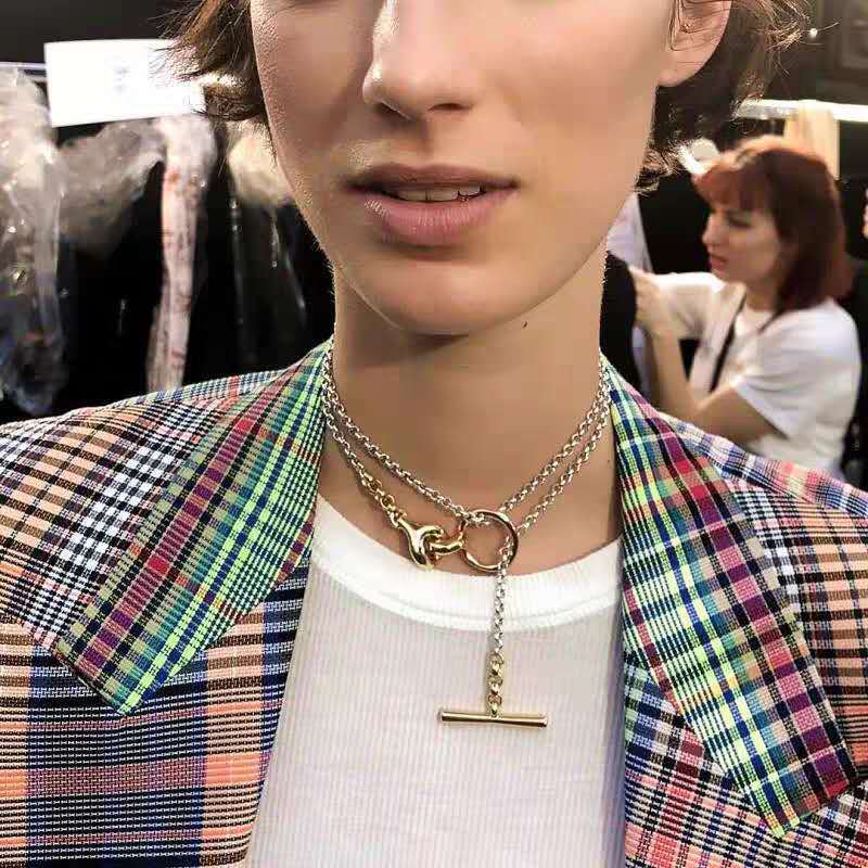 Hiphop Metal Chain Chokers Necklaces for Women Punk Jewelry Goth OT Clasp Pendant Statement Necklace Gothic Bijoux