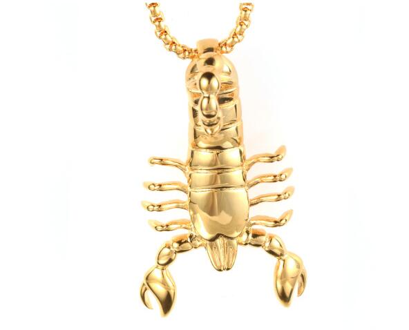 Hiphop / Rock Jewelry Large Gold 50*80mm Biker scorpion Pendant 316L Stainless Steel  Rolo Chain Necklace Father Gifts 24''