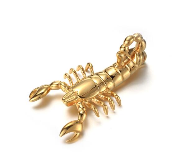 Hiphop / Rock Jewelry Large Gold 50*80mm Biker scorpion Pendant 316L Stainless Steel  Rolo Chain Necklace Father Gifts 24''