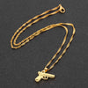 Hiphop Streetwear Gold Color Gun Shape Pendant Necklace Wave Chain Women Men Necklaces Jewelry