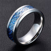 His and Hers Engagement Ring Stainless Steel Ring Men Dragon & White Gold Bridal Jewelry Blue Angel Eye Ring Couple Jewelry