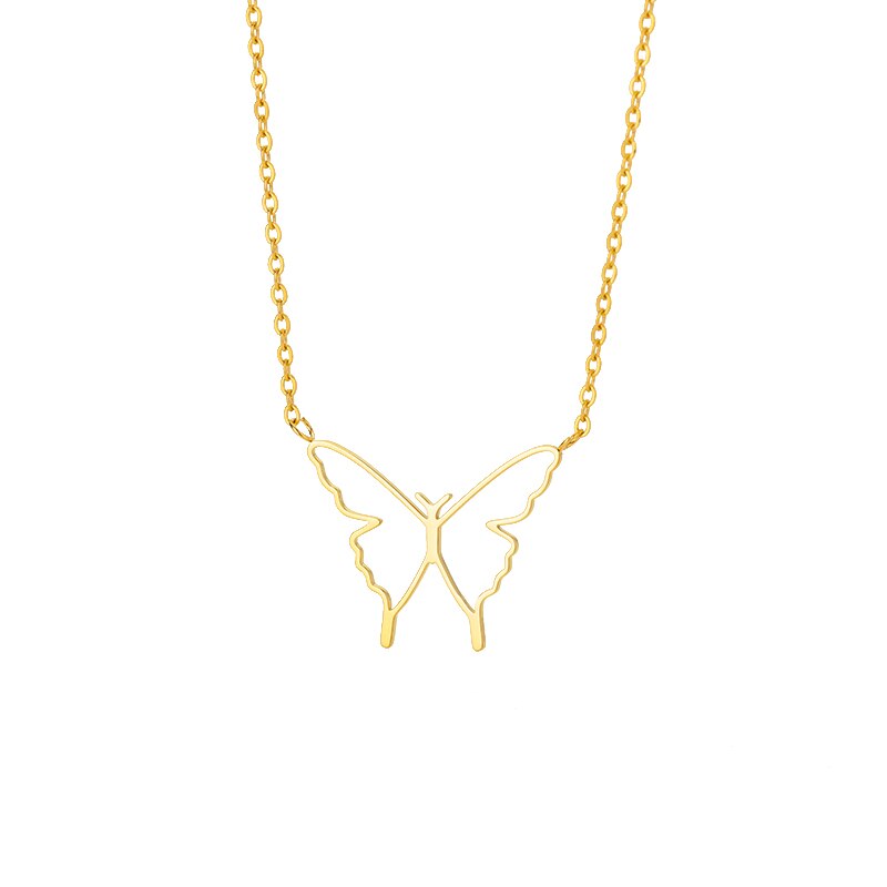 Hollow Butterfly Pendants Necklace for Women Stainless Steel Gold Color Choker Necklaces 2023 Trend Aesthetic Jewelry colliers