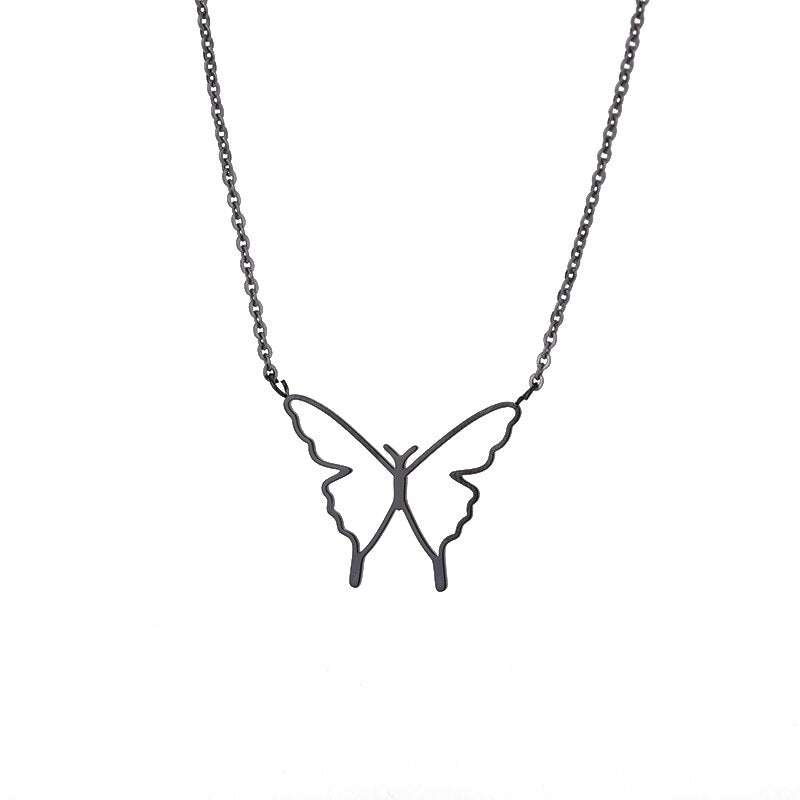 Hollow Butterfly Pendants Necklace for Women Stainless Steel Gold Color Choker Necklaces 2023 Trend Aesthetic Jewelry colliers