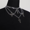 Hollow Crosses Pendant Necklace for Women Party Jewelry Multilayer Tassel Chain Choker Necklace Emo Grunge Aesthetic Accessories