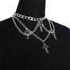 Hollow Crosses Pendant Necklace for Women Party Jewelry Multilayer Tassel Chain Choker Necklace Emo Grunge Aesthetic Accessories