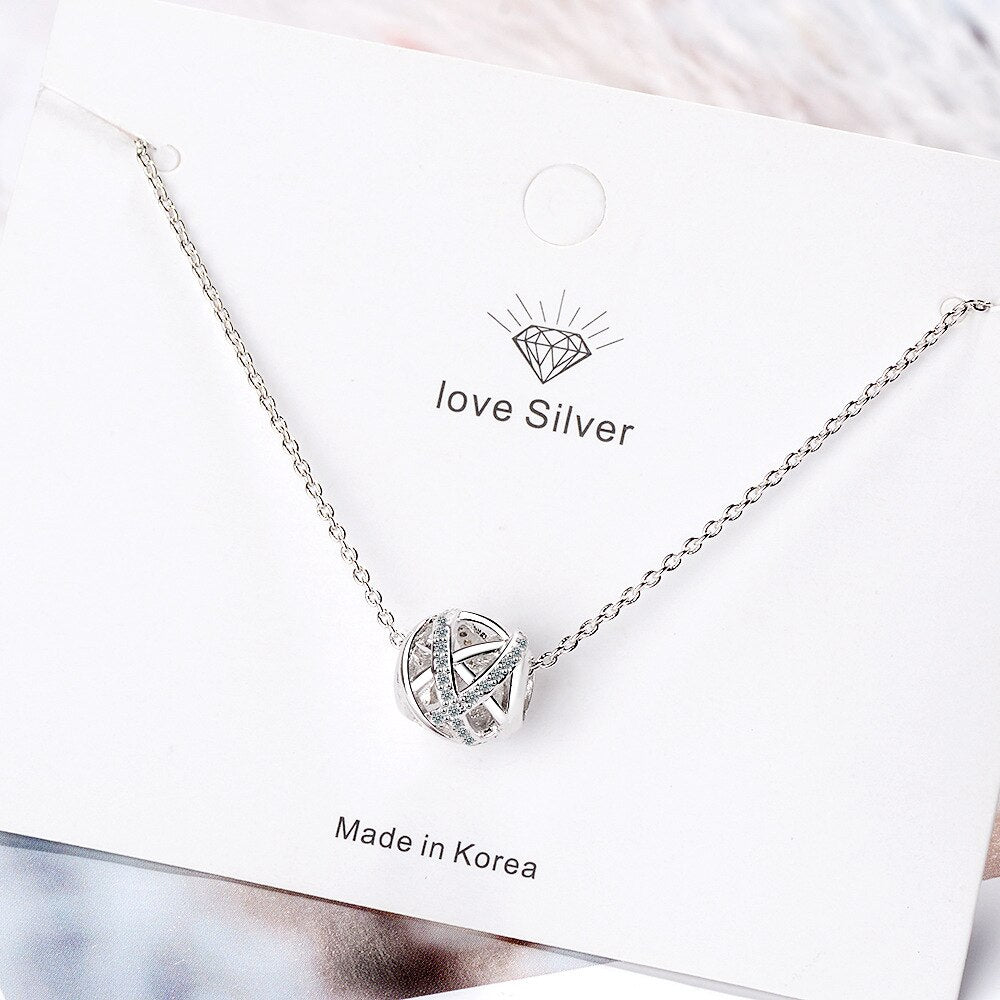 Hollow Cylindrical 925 Stamp Silver Colorr Trendy Pendant Chain Necklace For Women Zircon Girl Necklace Anniversary Fine Jewelry