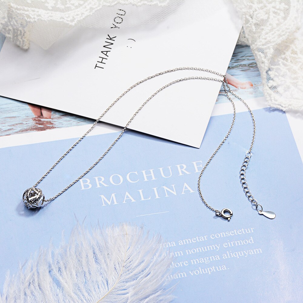 Hollow Cylindrical 925 Stamp Silver Colorr Trendy Pendant Chain Necklace For Women Zircon Girl Necklace Anniversary Fine Jewelry