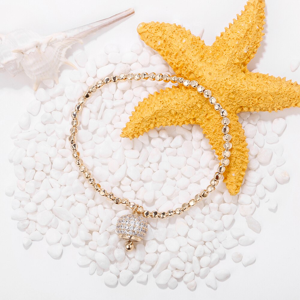 Hollow Diamonds Round Beads Bracelets Party Jewelry Lover Pendant Elastic Rope Bead Chain Woman Bracelets Bangles 2022