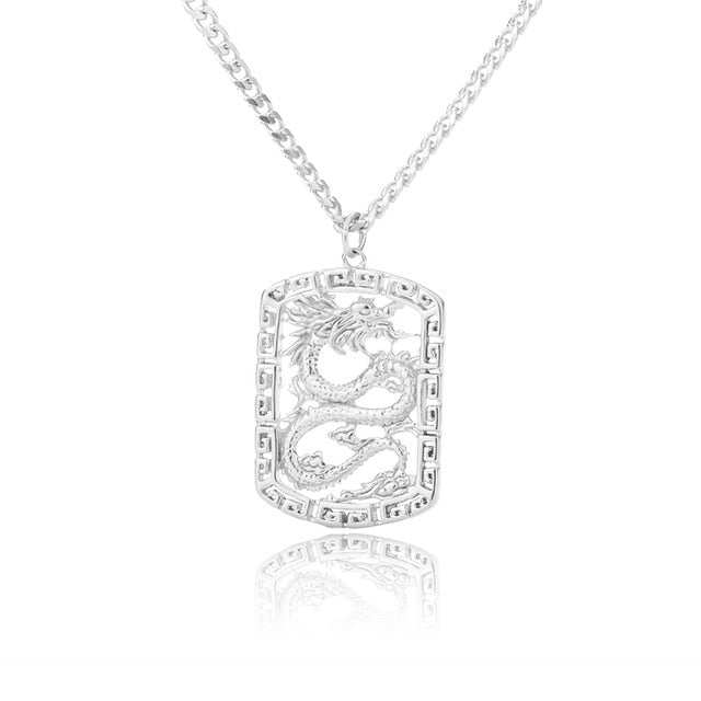 Hollow Dragon Pendant Necklaces for Women  Stainless Steel Gold Color Choker Necklaces Mascot Ornaments Jewelry Gift