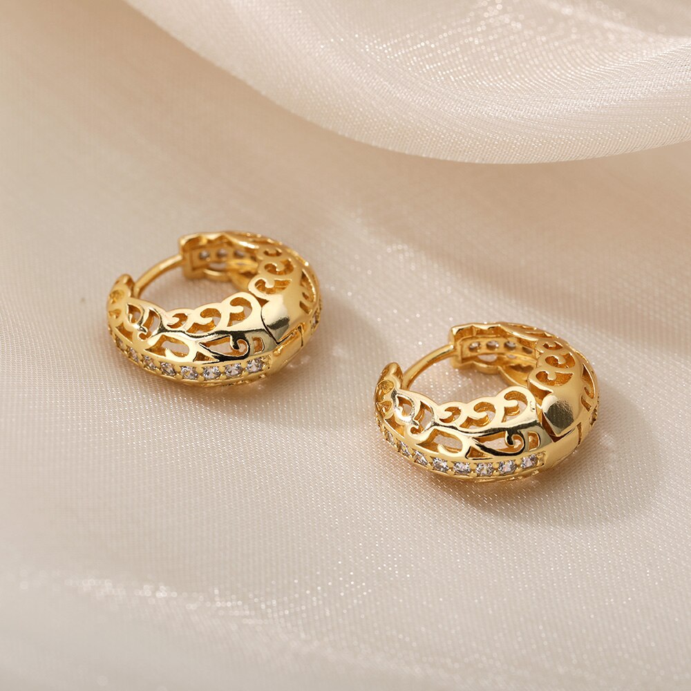 Hollow Flower Hoop Earrings For Women Stainless Steel Gold Color Floral Earrings 2023 Trend Wedding Couple Jewerly Gift femme