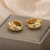 Hollow Flower Hoop Earrings For Women Stainless Steel Gold Color Floral Earrings 2023 Trend Wedding Couple Jewerly Gift femme