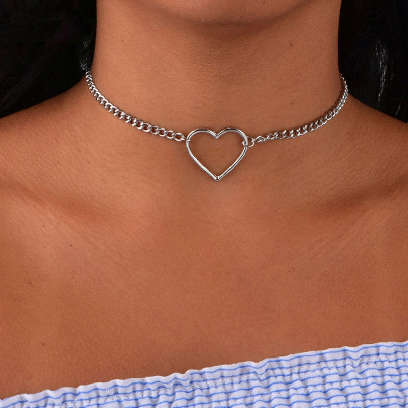 Hollow Heart Choker Necklaces For Women  Statement Necklace  Heart Dainty Pendant Necklace Gift